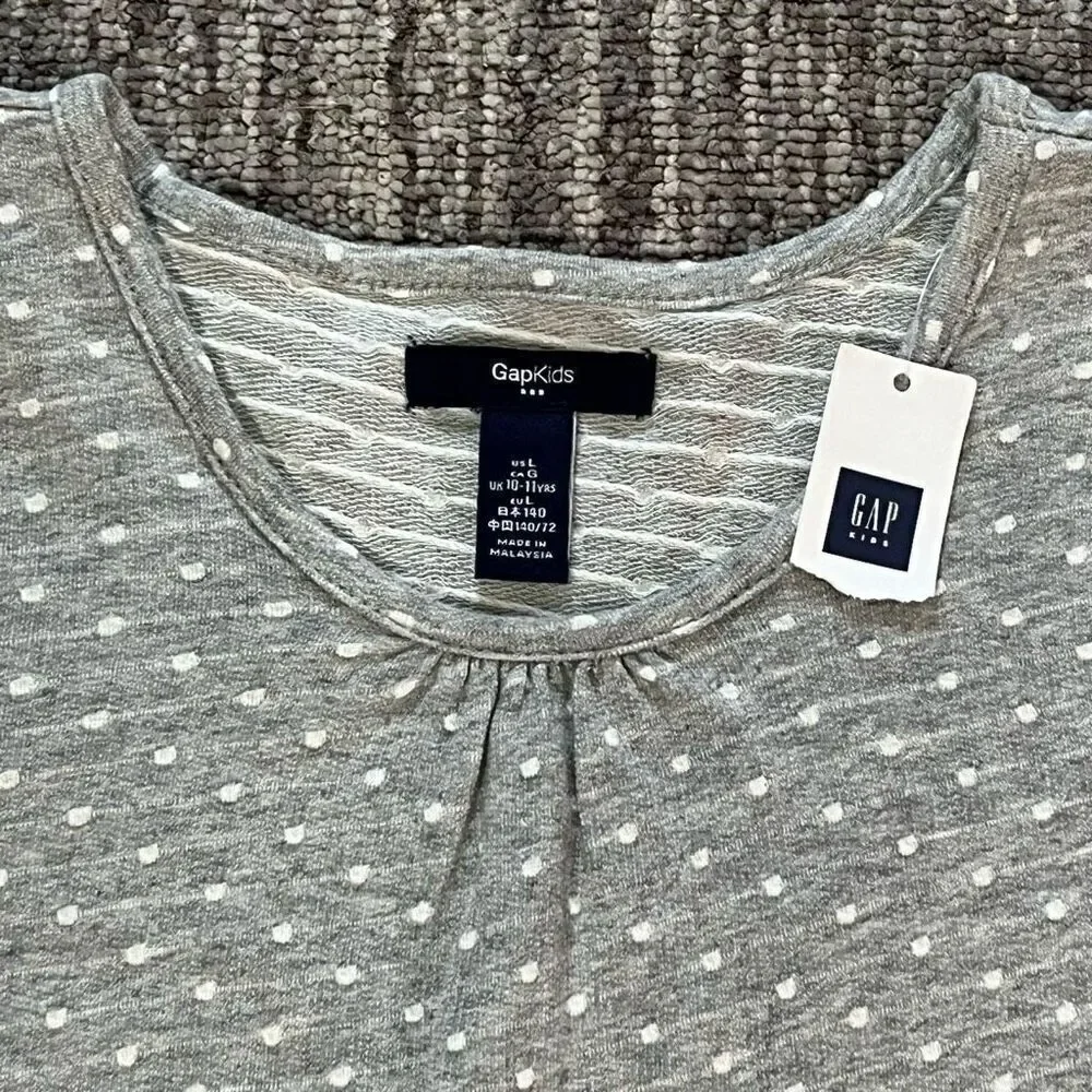 Gap Kids Girls Size Large Knit Shirt Dress Gray Long‎ Sleeve Pockets NWT